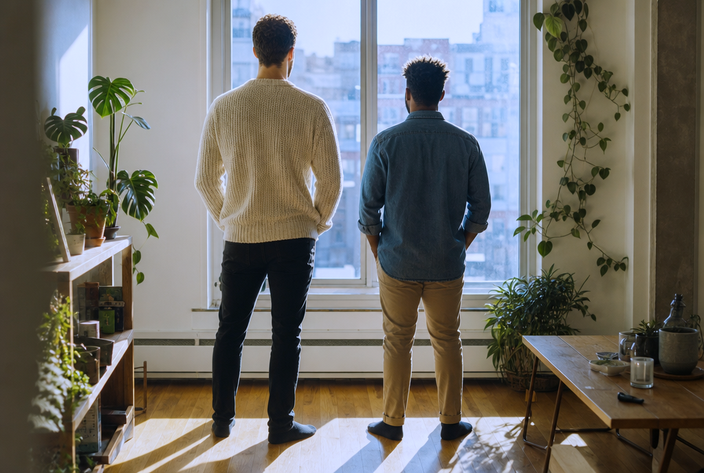 Theo and Marcus, FRUITY's founders, at home