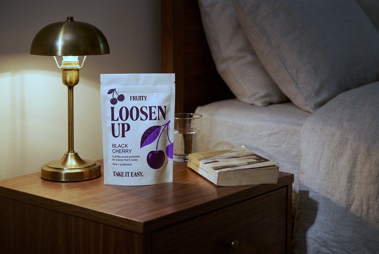 Jules P.'s nightstand, video testimonial poster frame