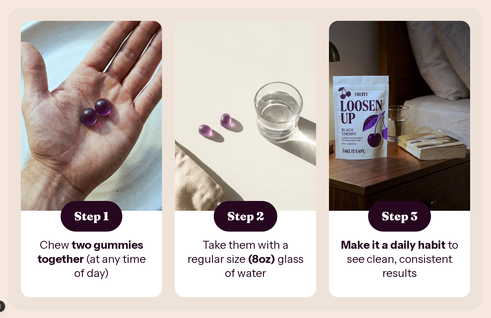 How to take it, in three steps